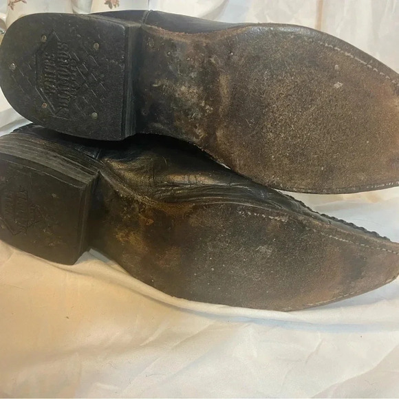 Men's White Diamond Cowboy Western BOOTS Black Alligator Leather size 8 - Picture 5 of 10